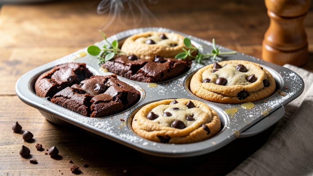 Brownie and Chocolate Chip Cookie Recipe in Muffin Pan: Dual Texture Magic in 20 Minutes
