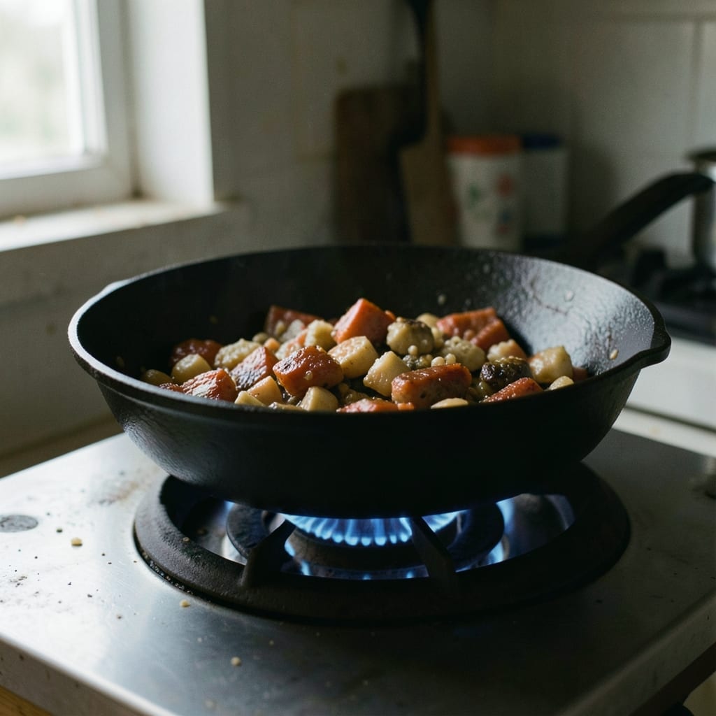 The first pass, in the pan