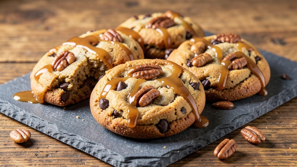 Caramel Pecan Chocolate Chip Cookie Recipe: Triple-Layered Crunch and Melty Rivers